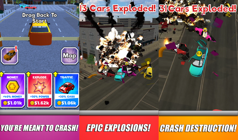 『Slingshot Crash』車に激突し周囲の車を巻き込み大爆発しよう！簡単操作＆ワンタップで大爆発するのがやみつきになる！