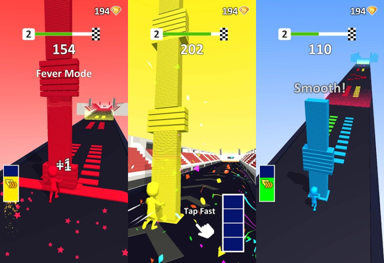 『Color Pillar: Stack Game』色の付いた柱を集めていくシンプルラン系ゲーム！