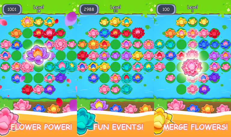 『Flowers Merging』お花を繋げるマージパズルゲーム！