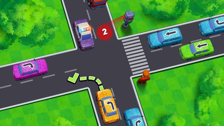 『Car Out Traffic Parking!駐車場ゲーム』車をタップして交差点から抜け出そう！！