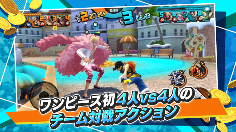 『ONE PIECE バウンティラッシュ - アクションゲーム』海賊同士の4vs4バトル！ワンピースキャラでお宝を奪い合え、ド派手なスキルで勝利を掴め！