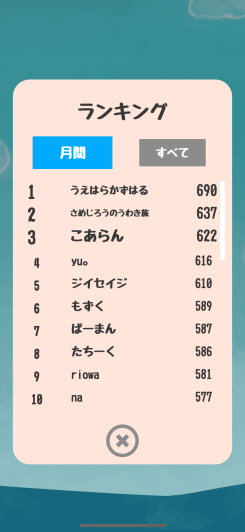 ランキング上位を目指そう！