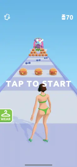 ゴールまでの間に理想の体型を目指してアイテムを拾っていこう！