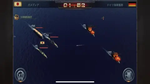 バトルは艦船同士の砲撃戦を楽しめるぞ！