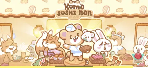 クマさんと一緒にお客さんにお寿司を振る舞おう！！