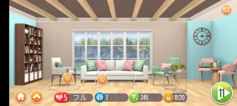 ストーリーが進むにつれて部屋も華やかになる